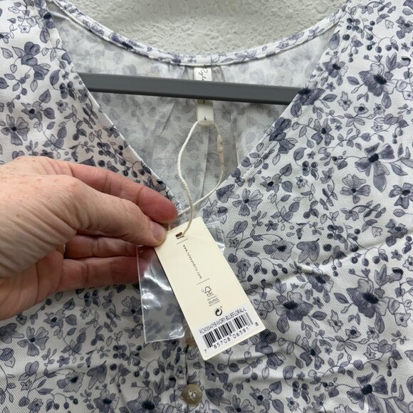 Rylee + Cru Floral Maddy Button Front Hi Lo Blouse Shirt Top Womens sz Large NEW - Picture 2 of 7